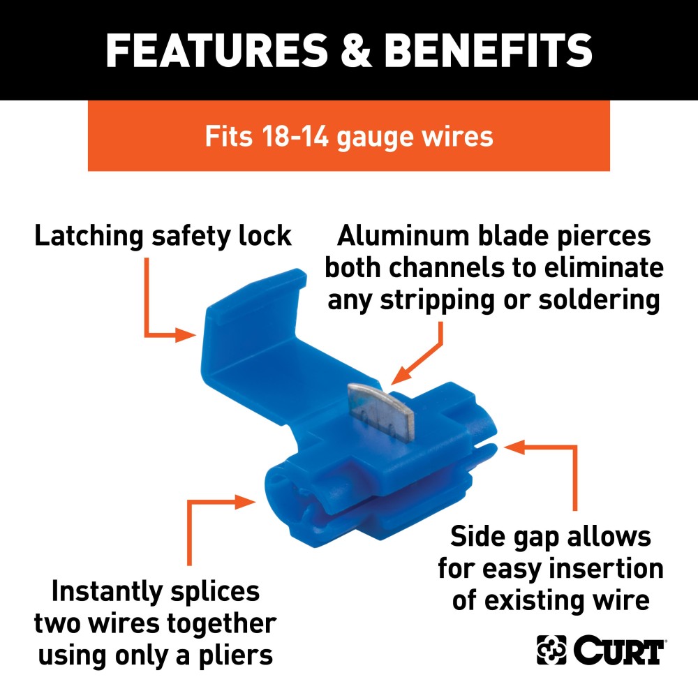 CURT Snap Locks for Secure Trailer Wiring Connections CURT snap locks in packaging for easy trailer wiring splice