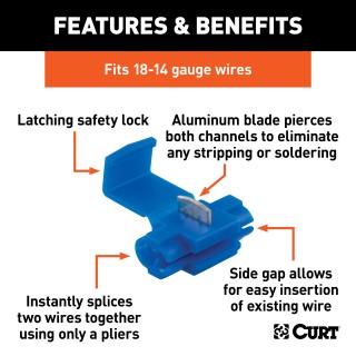 CURT Snap Locks for Secure Trailer Wiring Connections CURT snap locks in packaging for easy trailer wiring splice