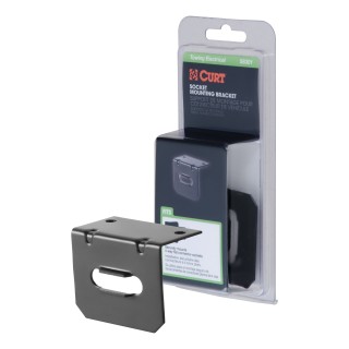 CURT Electrical Connector Bracket for 4-Way Flat Sockets CURT electrical connector bracket securely mounting a 4-way flat socket with a durable black finish