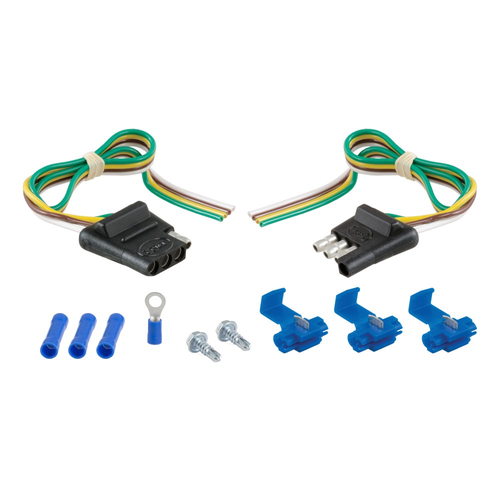 CURT 4-Way Flat Trailer and Vehicle Electrical Connector Kit CURT 4-way flat connector kit for trailer and vehicle wiring