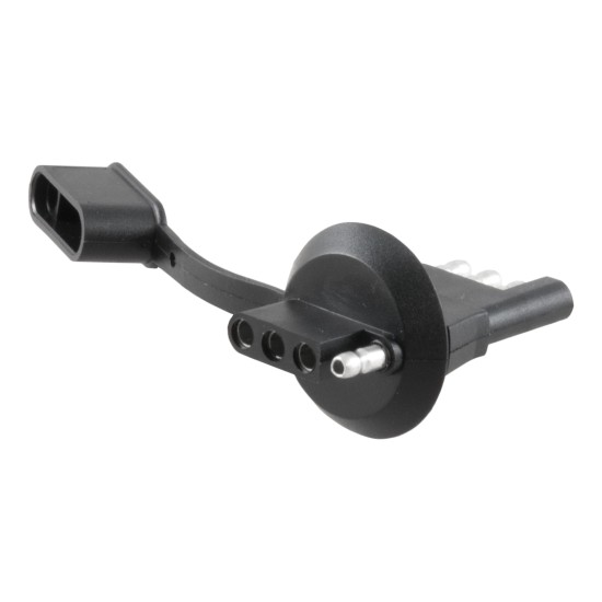 CURT electrical adapter for 4-way flat trailer plug, designed to fit license plate light hole, with dust cover.