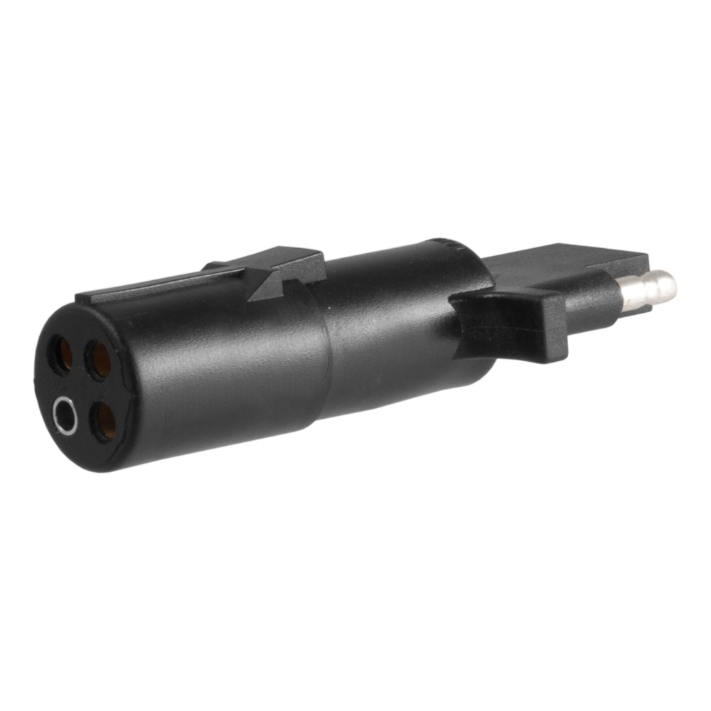 CURT 4-Way Round to 4-Way Flat Electrical Adapter CURT electrical adapter for adapting 4-way round vehicle socket to 4-way flat trailer plug