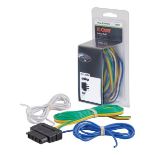 CURT 5-Way Flat Trailer Connector with 60-Inch Wire CURT 5-way flat connector for trailer wiring with durable rubber and 60-inch color-coded wire