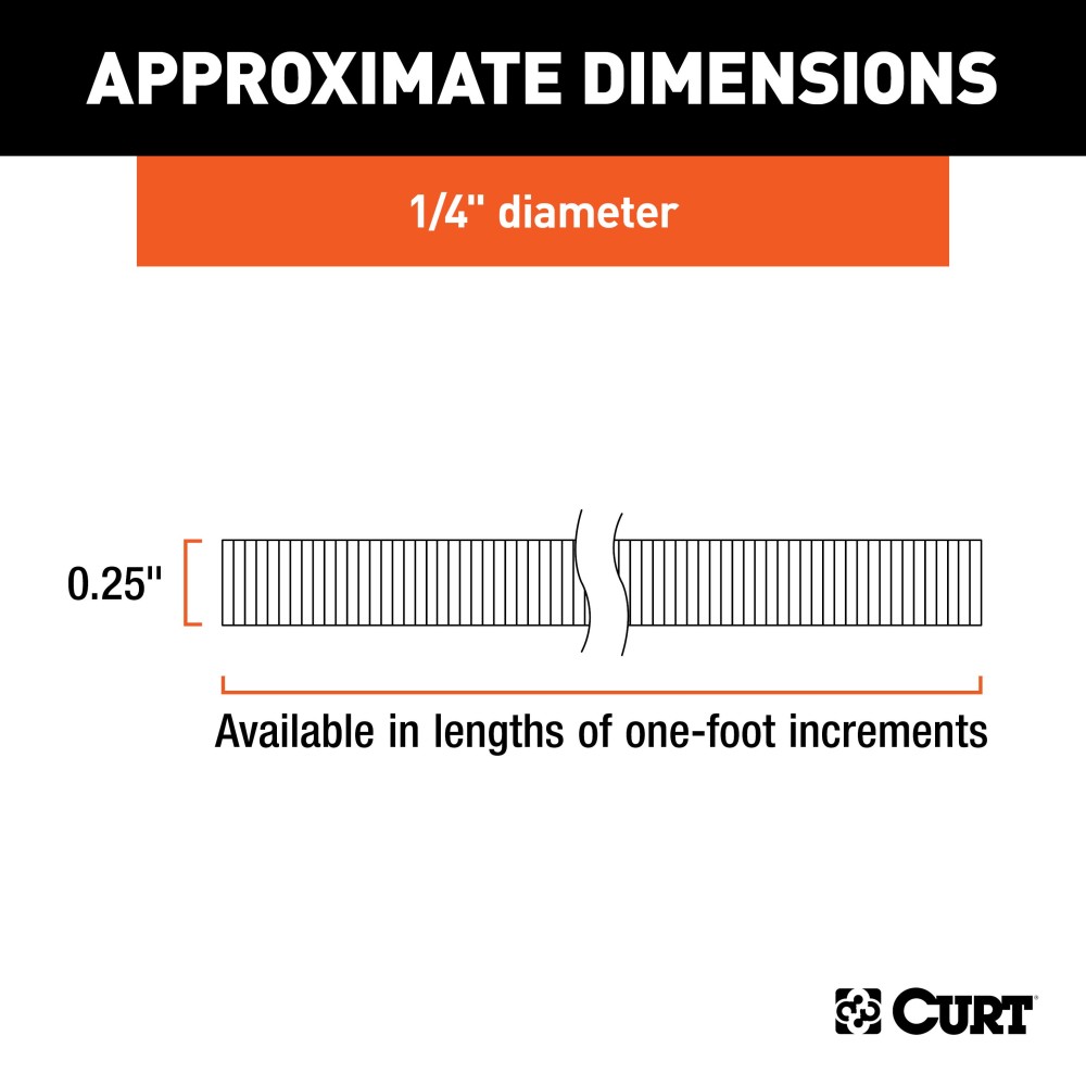 CURT Slit Loom Tube 1/4 Inch Diameter for Wire Protection CURT slit loom tube provides 1/4 inch diameter wire protection in custom lengths, shielding against vibrations and damage.