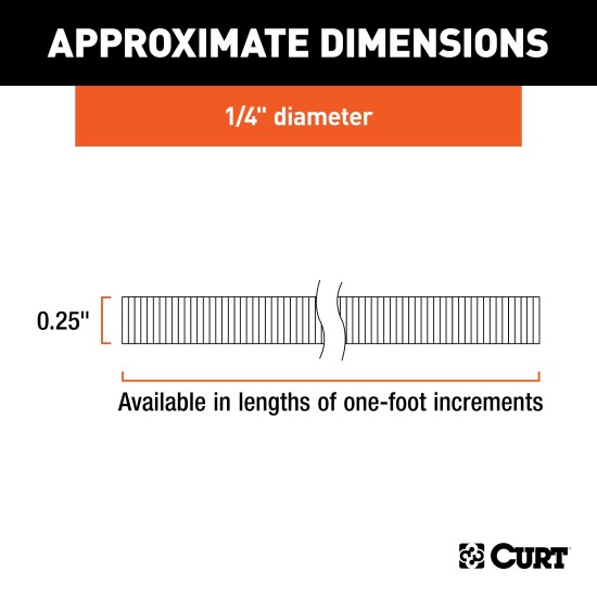 CURT Slit Loom Tube 1/4 Inch Diameter for Wire Protection CURT slit loom tube provides 1/4 inch diameter wire protection in custom lengths, shielding against vibrations and damage.