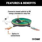 CURT RV harness connecting a towed vehicle with universal fitment and standard 4-way flat connector