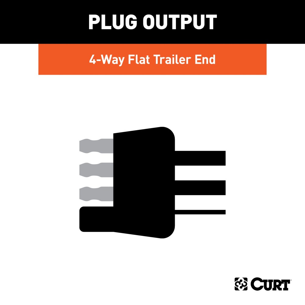 CURT RV harness connecting a towed vehicle with universal fitment and standard 4-way flat connector