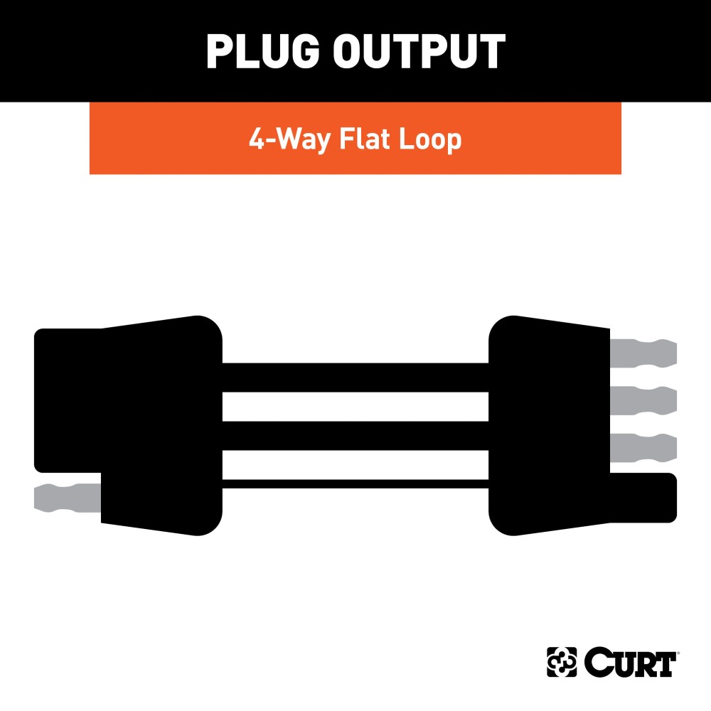 CURT RV harness connecting a towed vehicle with universal fitment and standard 4-way flat connector