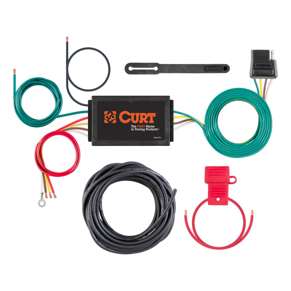 CURT Electrical Converter for Tail Light Wiring 3-Wire to 2-Wire CURT electrical converter with 4-way flat connector for trailer wiring