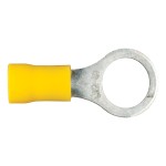 CURT Vinyl-Insulated Ring Terminals for 12-10 Gauge Wiring CURT vinyl-insulated ring terminals, perfect for 12-10 gauge wires with 3/8 inch stud, ideal for secure electrical connections.