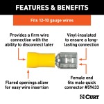 CURT Quick Connectors for 12-10 Gauge Wires - 100 Pieces CURT quick connectors, vinyl-insulated for 12-10 gauge wires, 100 pieces package