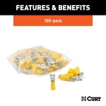 CURT Quick Connectors for 12-10 Gauge Wires - 100 Pieces CURT quick connectors, vinyl-insulated for 12-10 gauge wires, 100 pieces package