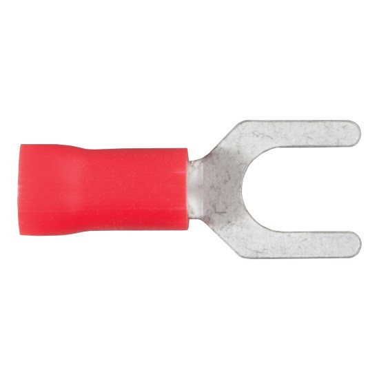 Red CURT spade terminals for 22-18 gauge wires, vinyl-insulated for secure connections