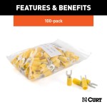 Pack of 100 CURT vinyl-insulated spade terminals for 12-10 gauge wire