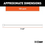 CURT 7-1/4 Inch White Nylon Durable Zip Wire Ties Package of 100 CURT 7-1/4 inch white nylon zip ties for secure cable management.