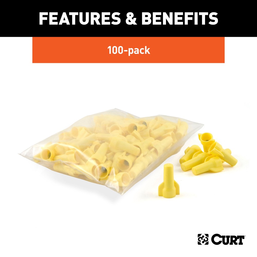 CURT twist-on wire connectors, secure installation for 18-10 gauge wires, 600-volt capacity