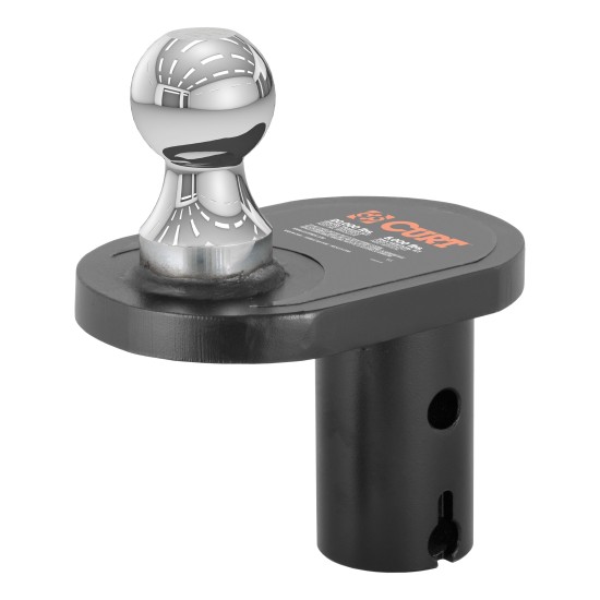 CURT offset gooseneck ball in use with Double Lock system for 4 inch offset.
