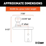 CURT offset gooseneck ball in use with Double Lock system for 4 inch offset.