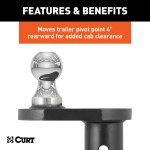 CURT offset gooseneck ball in use with Double Lock system for 4 inch offset.