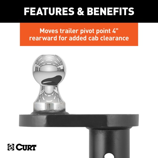 CURT Offset Gooseneck Ball - Double Lock System - 20,000 lbs Capacity CURT offset gooseneck ball in use with Double Lock system for 4 inch offset.