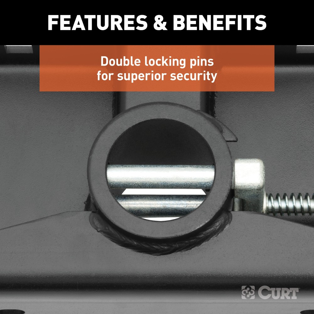 CURT offset gooseneck ball in use with Double Lock system for 4 inch offset.