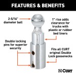 CURT Double Lock Gooseneck Riser Ball for Extra Clearance CURT Double Lock gooseneck riser ball, 2-5/16 inch diameter, provides secure towing with extra clearance.