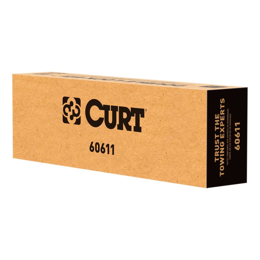 CURT Double Lock EZr Gooseneck Hitch with 2-5/16 Inch Ball CURT gooseneck hitch with chrome trim, ball and safety chain loops for heavy towing