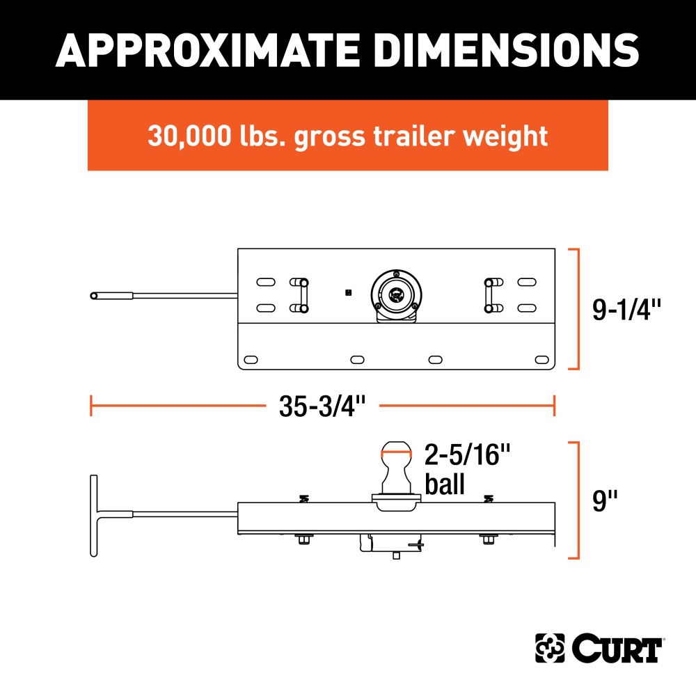 CURT Double Lock Gooseneck Hitch for Silverado and Sierra CURT Double Lock Gooseneck Hitch showing chrome trim and dual locking pins