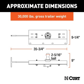 CURT Double Lock Gooseneck Hitch for Silverado and Sierra CURT Double Lock Gooseneck Hitch showing chrome trim and dual locking pins