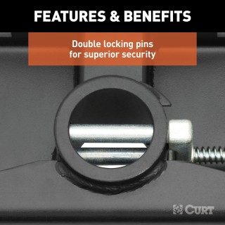 CURT Double Lock Gooseneck Hitch for Silverado and Sierra CURT Double Lock Gooseneck Hitch showing chrome trim and dual locking pins