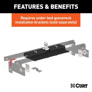 CURT Double Lock Gooseneck Hitch for Silverado and Sierra CURT Double Lock Gooseneck Hitch showing chrome trim and dual locking pins
