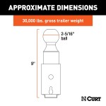 CURT Double Lock Gooseneck Hitch Replacement Ball Chrome Finish CURT Double Lock gooseneck hitch ball replacement, chrome finish for heavy-duty towing.