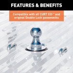 CURT Double Lock Gooseneck Hitch Replacement Ball Chrome Finish CURT Double Lock gooseneck hitch ball replacement, chrome finish for heavy-duty towing.