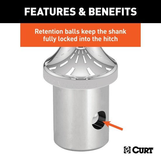 CURT OEM Puck System Gooseneck Ball and Safety Chain Kit CURT OEM puck gooseneck ball and safety chain kit for Ram trucks, designed for 30K towing.