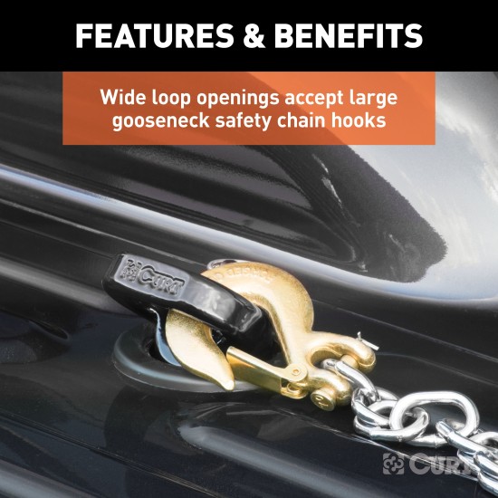 CURT OEM Puck System Gooseneck Ball and Safety Chain Kit CURT OEM puck gooseneck ball and safety chain kit for Ram trucks, designed for 30K towing.