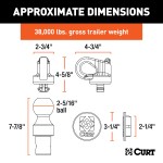 CURT OEM Puck System 38K Gooseneck Ball & Safety Chain Kit CURT 38K gooseneck ball and safety chain anchors for puck system equipped trucks