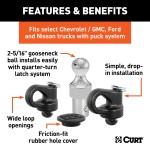 CURT OEM Puck System 38K Gooseneck Ball & Safety Chain Kit CURT 38K gooseneck ball and safety chain anchors for puck system equipped trucks