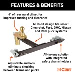 CURT Multi-Fit OEM Puck System Gooseneck Ball with 4 Inch Offset CURT gooseneck ball with 4 inch offset for multi-fit OEM puck system on trucks