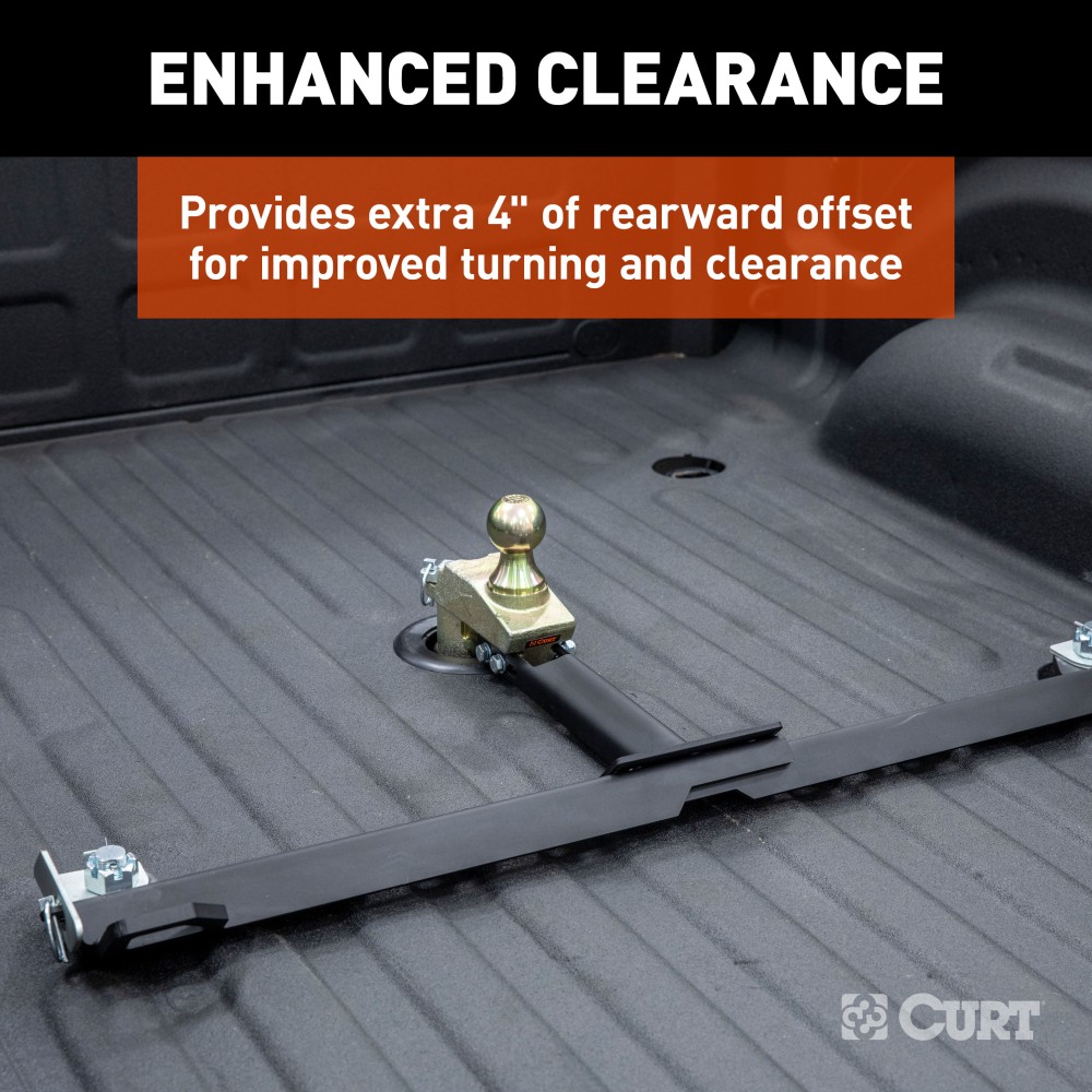 CURT Multi-Fit OEM Puck System Gooseneck Ball with 4 Inch Offset CURT gooseneck ball with 4 inch offset for multi-fit OEM puck system on trucks