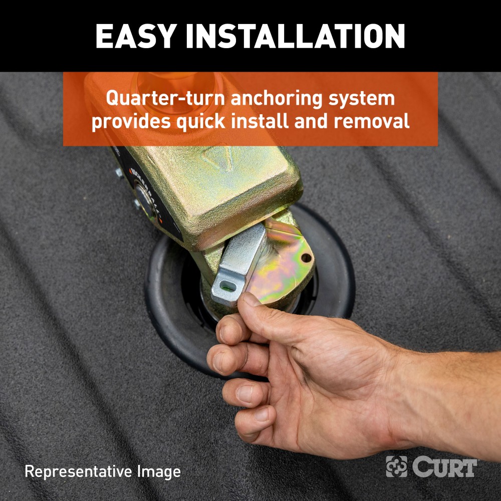 CURT Multi-Fit OEM Puck System Gooseneck Ball with 4 Inch Offset CURT gooseneck ball with 4 inch offset for multi-fit OEM puck system on trucks