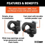 CURT OEM puck system gooseneck safety chain anchors in a truck bed for towing