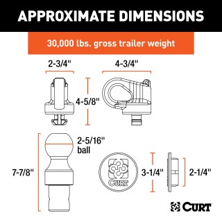 CURT 30K Gooseneck Puck System Kit for Chevrolet, Ford, GMC, Nissan CURT 30K gooseneck puck system kit with ball, anchors, cover, and storage case for select truck models.