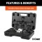 CURT 30K Gooseneck Puck System Kit for Chevrolet, Ford, GMC, Nissan CURT 30K gooseneck puck system kit with ball, anchors, cover, and storage case for select truck models.