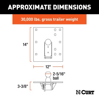 CURT Folding Ball Gooseneck Hitch with Innovative Design CURT folding ball gooseneck hitch installed on truck, showcasing fold-down design and chrome-plated ball.