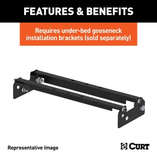 CURT Folding Ball Gooseneck Hitch with Innovative Design CURT folding ball gooseneck hitch installed on truck, showcasing fold-down design and chrome-plated ball.