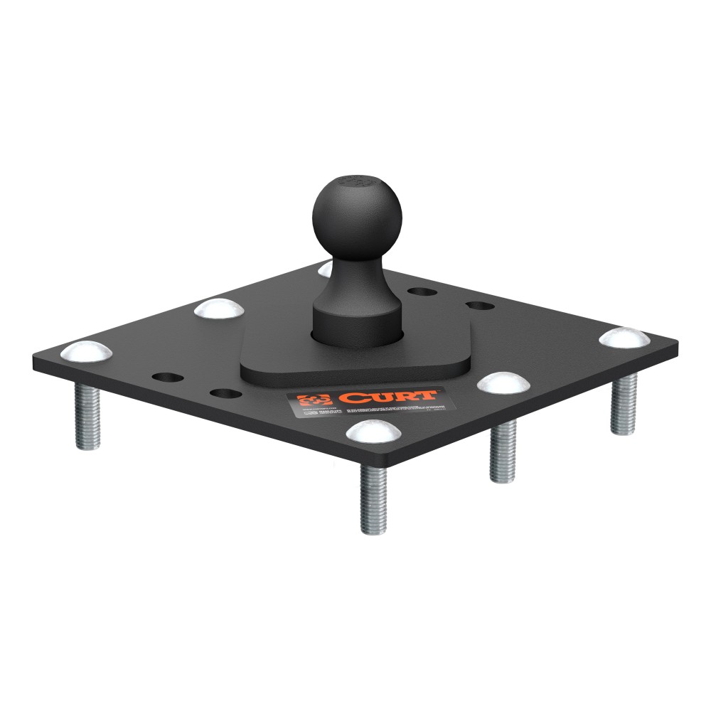 CURT Fixed Ball Gooseneck Hitch for Reliable Towing CURT gooseneck hitch with a fixed 2-5/16 inch ball on truck bed