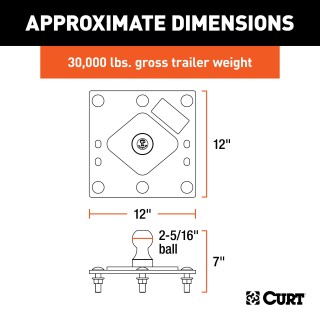 CURT Fixed Ball Gooseneck Hitch for Reliable Towing CURT gooseneck hitch with a fixed 2-5/16 inch ball on truck bed