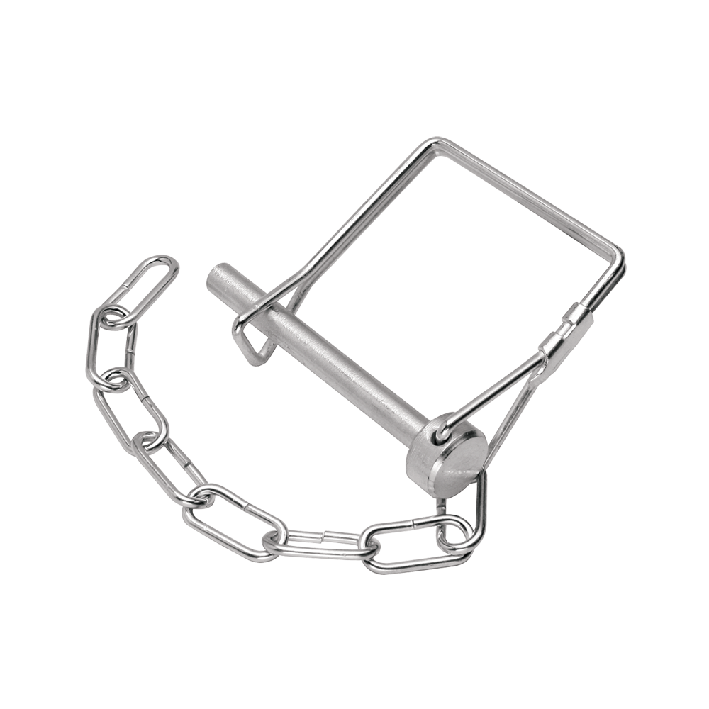 1/4 inch snapper pin for pintle hooks with lanyard chain attached