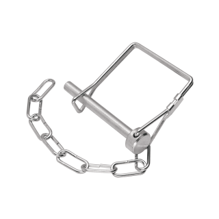 1/4 inch snapper pin for pintle hooks with lanyard chain attached