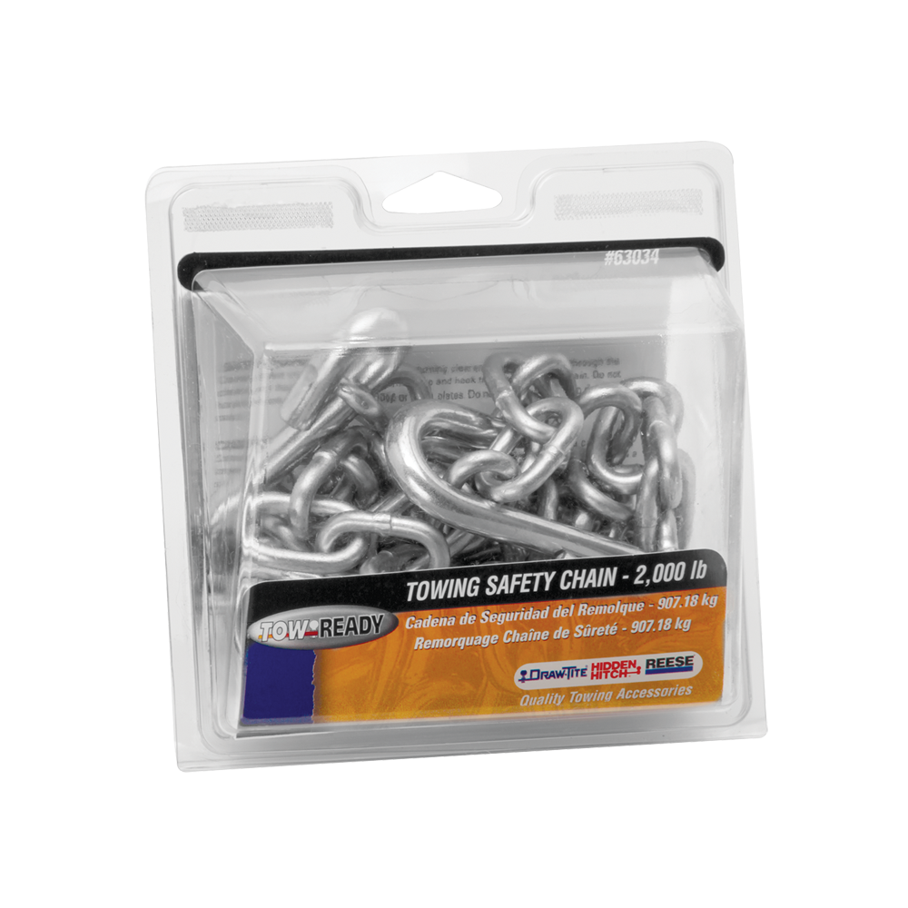 Draw-Tite Safety Chains - 72 Inch, 2000 lbs Capacity, Zinc Finish Draw-Tite safety chains, 72 inches long, capable of 2000 lbs capacity, with zinc finish and S-Hooks